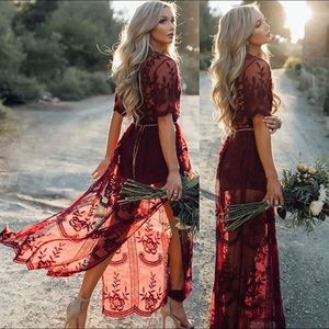 Lovely wine lace maxi